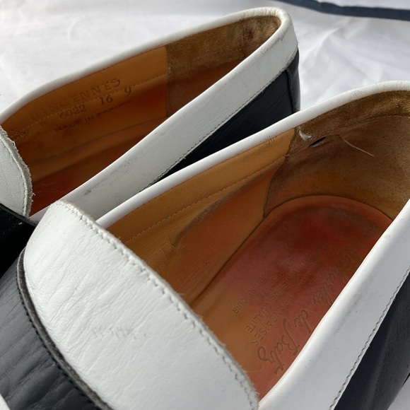 Charles de Batz Italian Black and White Slip-On Penny Loafers - Picture 10 of 11